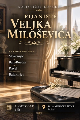 1. OKTOBAR 2026. – KONCERT VELJKA MILOŠEVIĆA